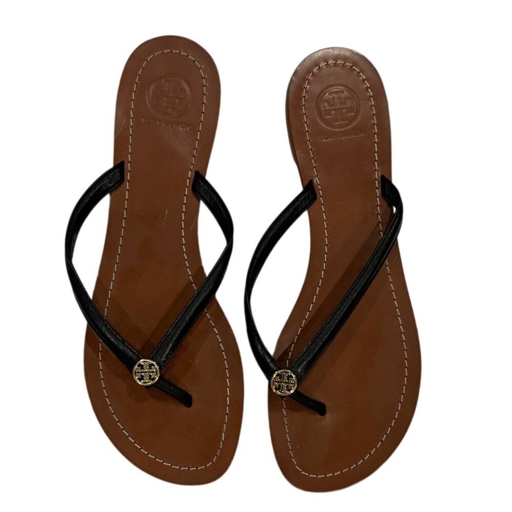 Tory Burch Miller Thong Sandal Lot 2 Pairs Womens 9 Black Silver Leather VGUC - Picture 4 of 16